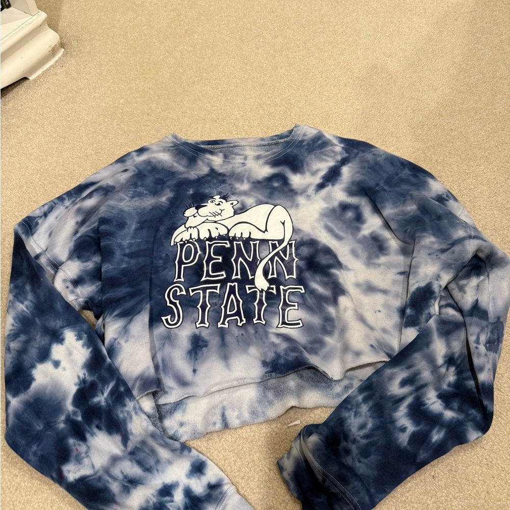 Custom Roadie Couture Penn State Tie-Dye Cropped Sweatshirt